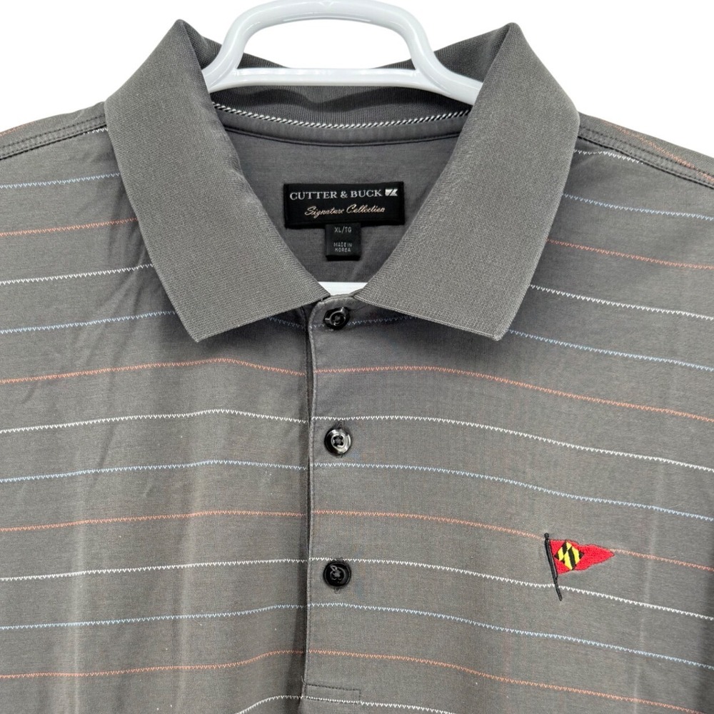 Cutter & Buck Signature Collection Grey Striped Polo XL Annapolis Yacht Club